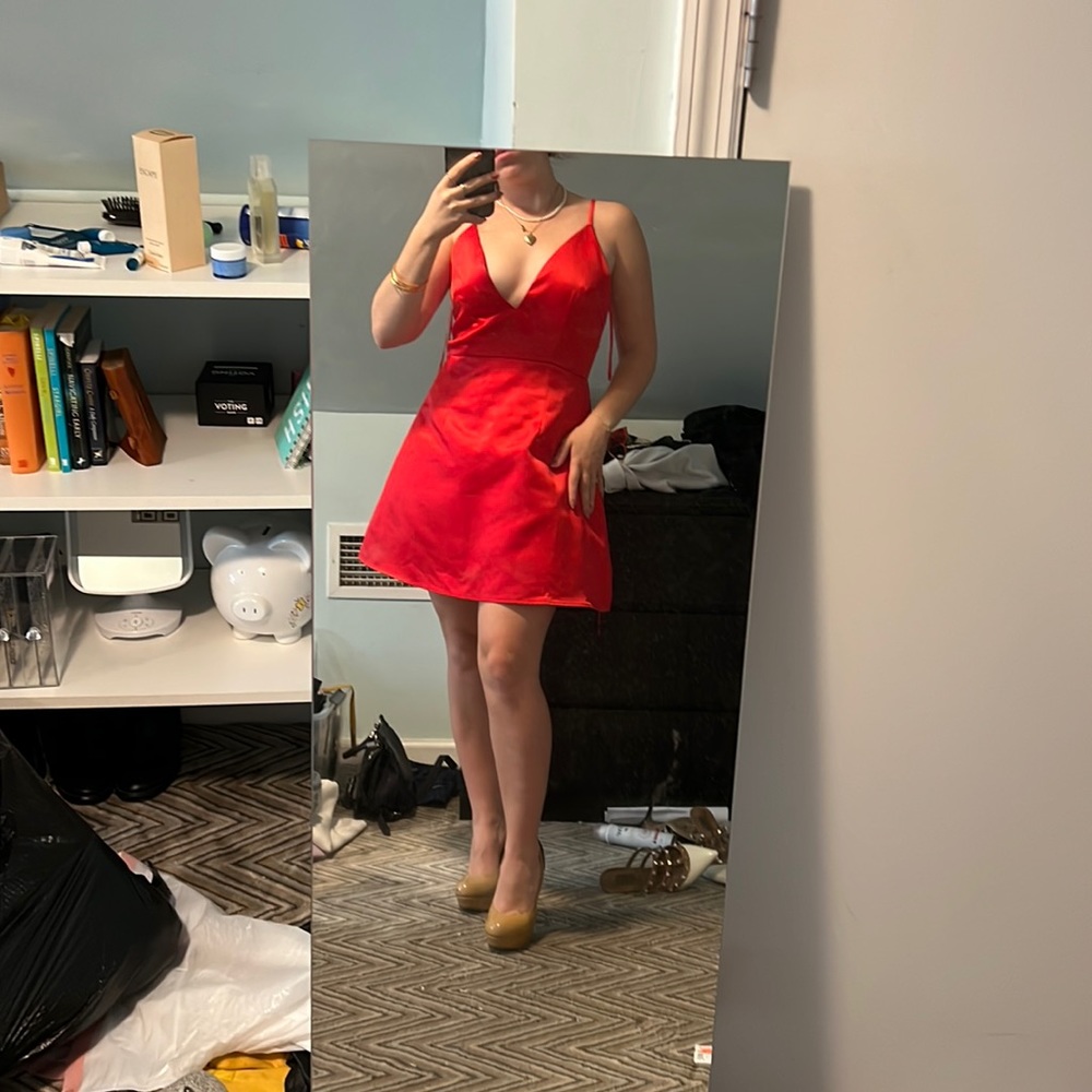 Red A-line Mini Dress